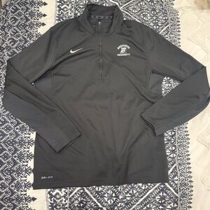 Nike Grey Binghamton University Quarter Zip Long Sleeve Drifit Workout Top